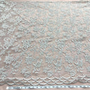 Beaded Corded Bridal Lace Polyester Fabric - Embroidered Net Mesh, 54" Width (1 Yard)
