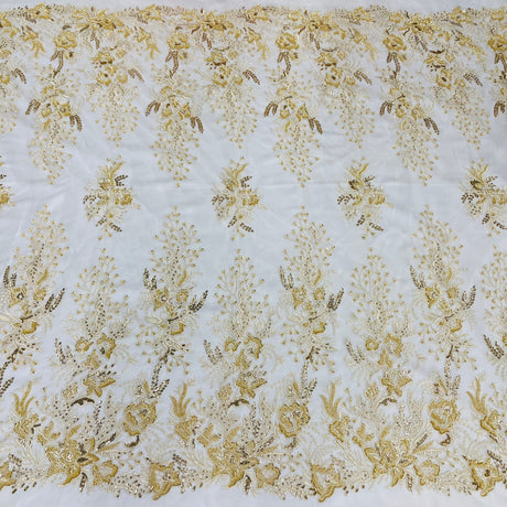 Beaded Lace Fabric Embroidered Mesh
