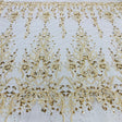 Beaded Lace Fabric on Polyester Net Mesh
