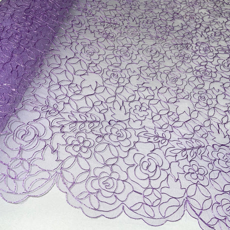 Embroidered Lace Turquoise Mesh