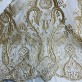 Beaded Lace Fabric on Polyester Net Mesh