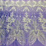 Beaded Lace Fabric on Polyester Net Mesh