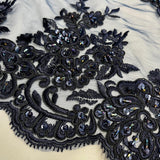 Beaded Corded Bridal Lace Ivory Mesh