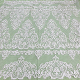 1 Yard Corded Bridal Lace Fabric Embroidered on 100 Percent Polyester Net Mesh 53 Inch Width