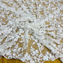 Beaded 3D Floral Lace Fabric - Off White, 44" Width (1 Yard)