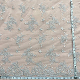 1 Yard Corded Bridal Lace Fabric Embroidered on Polyester Net Mesh Silver for Wedding and Evening Gowns – 51"