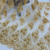 Beaded Embroidered Lace Mesh Coral