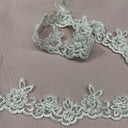 Beaded Corded Lace Trim on Polyester Net Mesh