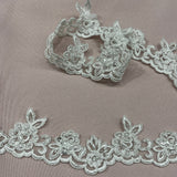Beaded Corded Lace Trim on Polyester Net Mesh