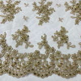 Beaded Corded Floral Lace Fabric