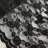 Beaded Corded Floral Lace Fabric
