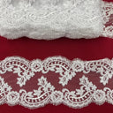 Embroidered Corded Lace Trim White