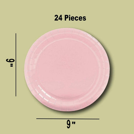 24 Count Light Pink Paper Dessert Plates for Birthday Wedding Party 7"