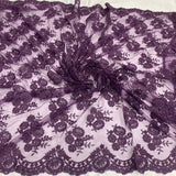 Corded Bridal Lace Fabric 50" Embroidered Polyester Net Mesh