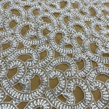 Beaded Lace Fabric Embroidered On 100 Percent Polyester Organza - White, Alencon Lace, 54" Width (1 Yard)