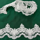 Beaded Corded Lace Trim on Net Mesh