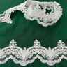 Beaded Corded Lace Trim on Net Mesh
