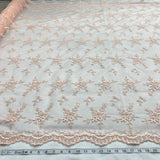 Beaded Lace Fabric on Polyester Net Mesh