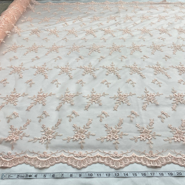 Beaded Lace Fabric on Polyester Net Mesh