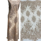 Beaded Lace Fabric on Polyester Net Mesh
