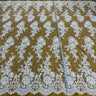 Beaded & Corded Bridal Lace Fabric - Embroidered, 100% Polyester Net Mesh, 53" Width (1 Yard)