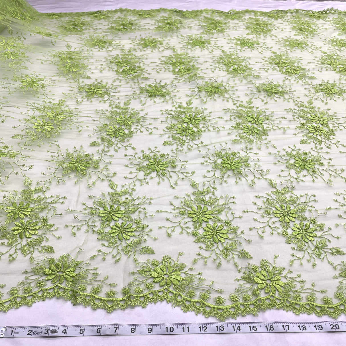 Embroidered Floral Lace Fabric 100% Polyester Net Mesh 52"