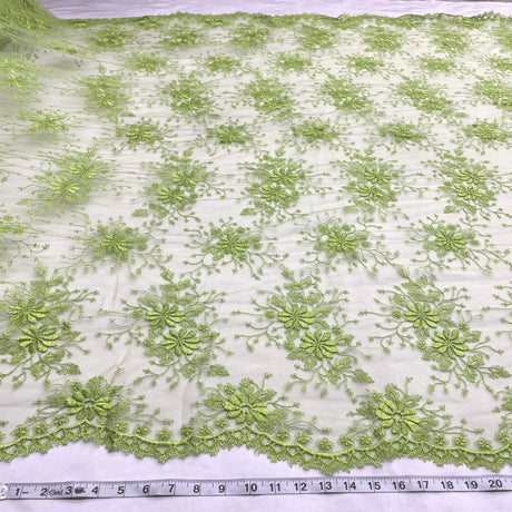Embroidered Floral Lace Fabric 100% Polyester Net Mesh 52"