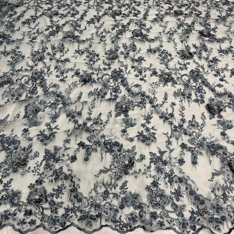 3D Floral Beaded Lace Mesh