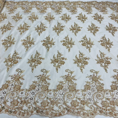 Beaded Corded Bridal Lace Mesh