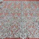 Bridal Lace Fabric Corded Embroidered 54" White Ivory Gold Silver