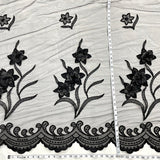 1 Yard Beaded 3D Floral Lace Fabric Embroidered on Polyester Net Mesh – 52"