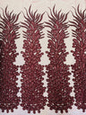 New Vegas Heavy Beaded Feather Design Embroidery Mesh Fabric - Beaded Feather Design, 11" Width, 50" Length (1 Panel)