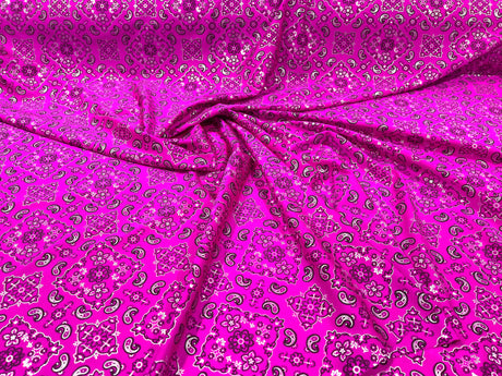 Bandanna Print Nylon Spandex Fabric - Bandanna Print, 58" Width (1 Yard)