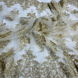 Corded Bridal Lace Fabric Embroidered Mesh