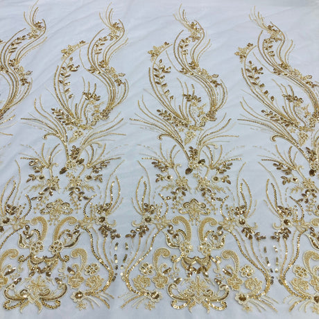 1 Yard Beaded Lace Fabric Embroidered on Polyester Net Mesh for Bridal and Evening 54 inch Width