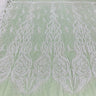 1 Yard Beaded and Corded Bridal Lace Fabric Embroidered on Polyester Net Mesh