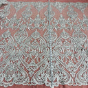 1 yarda de tela de encaje nupcial con cordón bordada sobre malla de red 100% poliéster – Lace USA 1 yarda