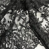 Beaded Corded Lace Navy Mesh