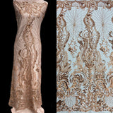 Beaded Lace Fabric on Polyester Net Mesh
