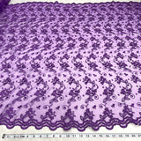 1 Yard Corded Bridal Lace Fabric Embroidered on Polyester Net Mesh for Elegant Wedding and Evening Gowns – 54"