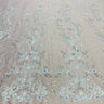 Beaded Lace Fabric on Polyester Net Mesh