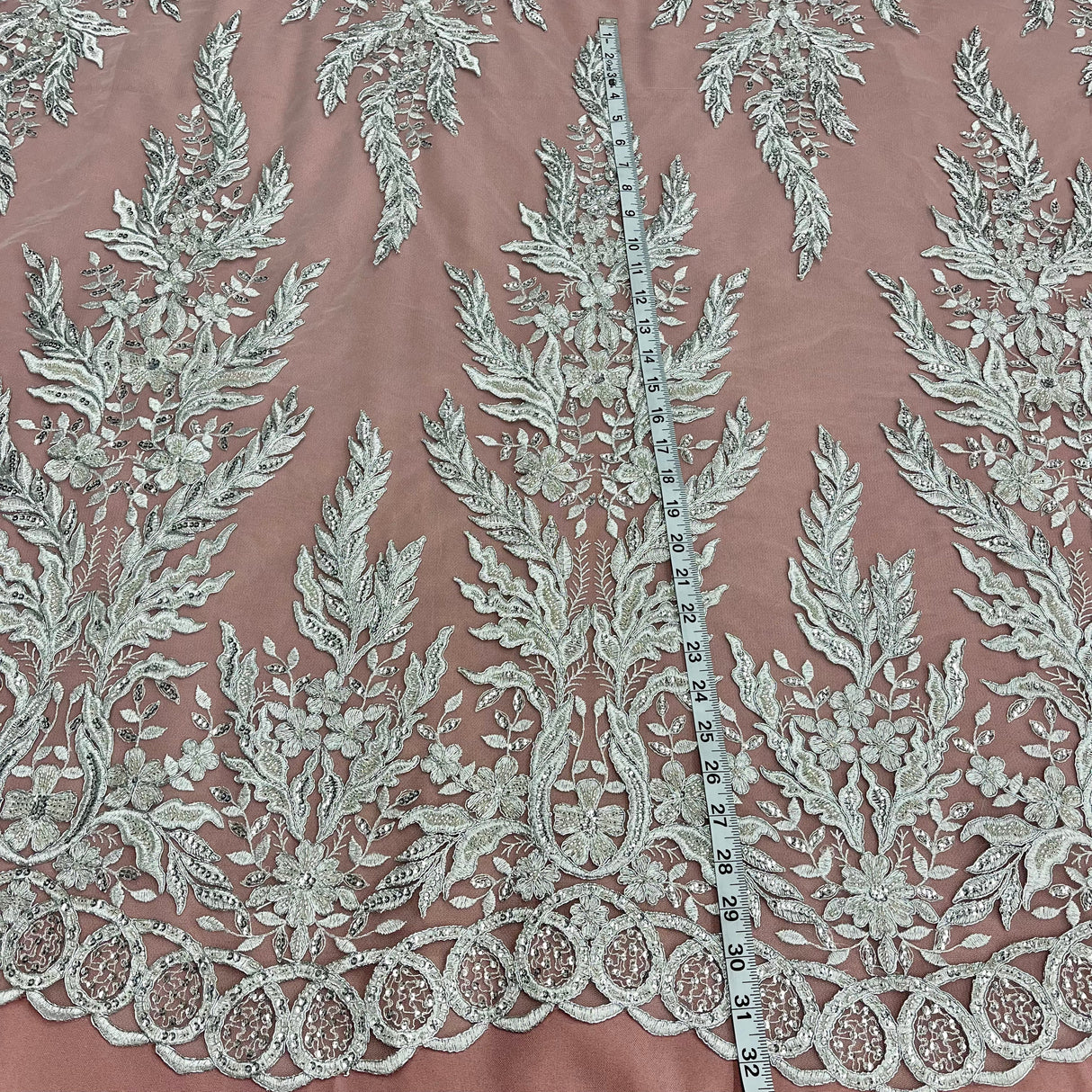 Beaded Corded Embroidered Bridal Lace