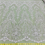 1 Yard Beaded Lace Fabric Embroidered on 100% Polyester Net Mesh