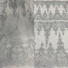 1 Yard Exquisite Corded Bridal Lace Fabric Embroidered on 100% Polyester Net Mesh White