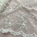 Beaded Lace Fabric Ivory Mesh