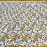 Beaded 3D Floral Lace Fabric Off White 44"