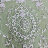 Beaded Lace Fabric on Polyester Net Mesh