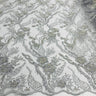 1 Yard Silver Beaded Lace Fabric Embroidered on Polyester Net Mesh for Couture Sewing 50 Inch Width
