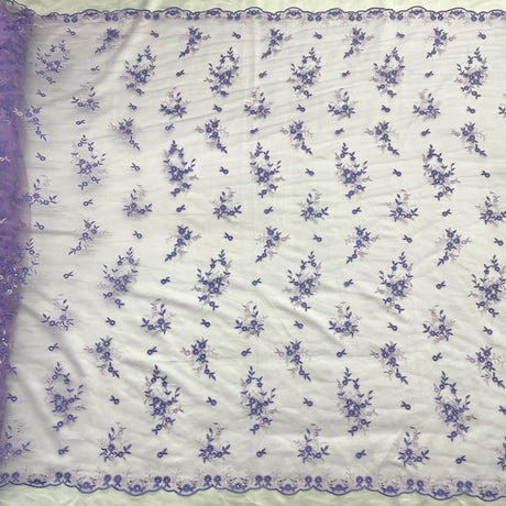 Beaded Lace Fabric on Polyester Net Mesh