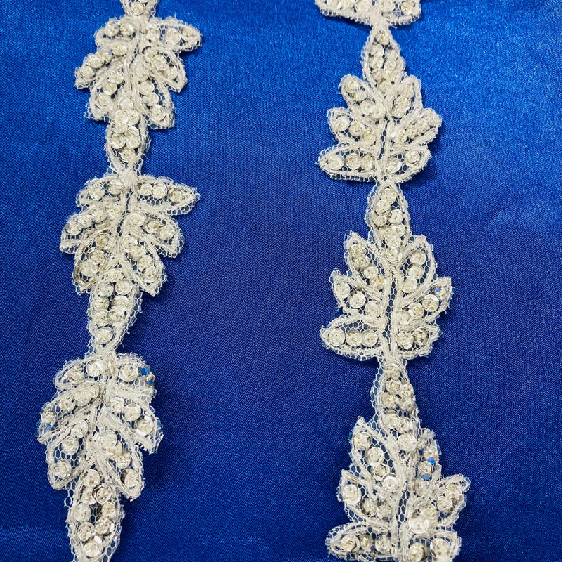 Beaded Lace Trimming Silver Metallic